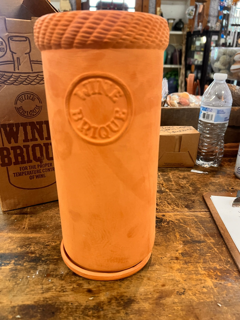 Vintage "Wine Brique" Terracotta Wine Cooler with Coaster – Original Box
