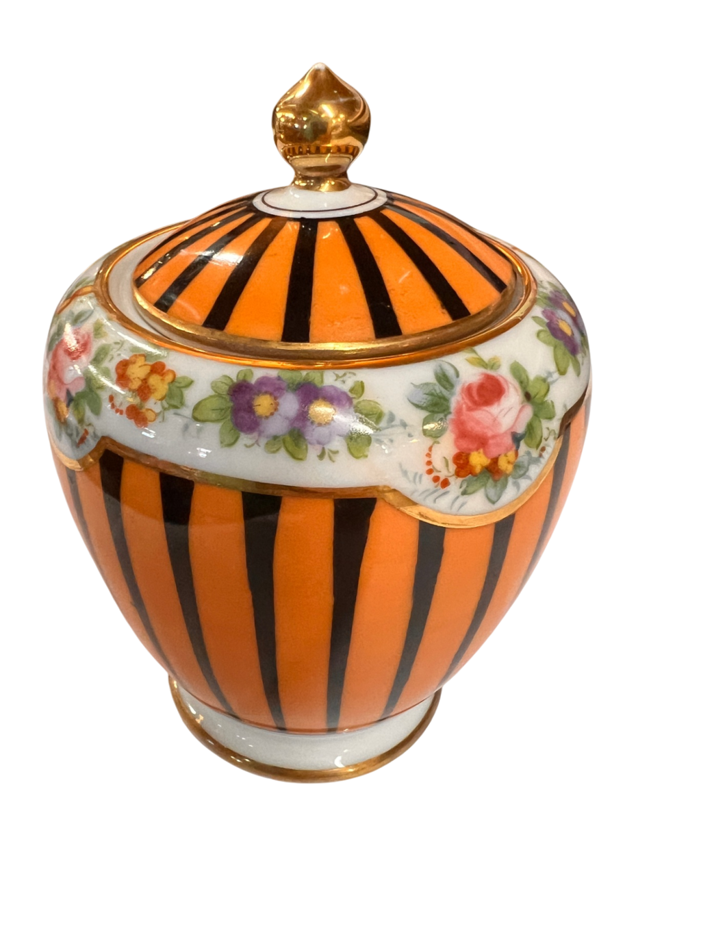 Noritake Creamer and sugar Multicolored (Predominantly orange, white, purple, pink, green, gold) Porcelain or ceramic with gold accents