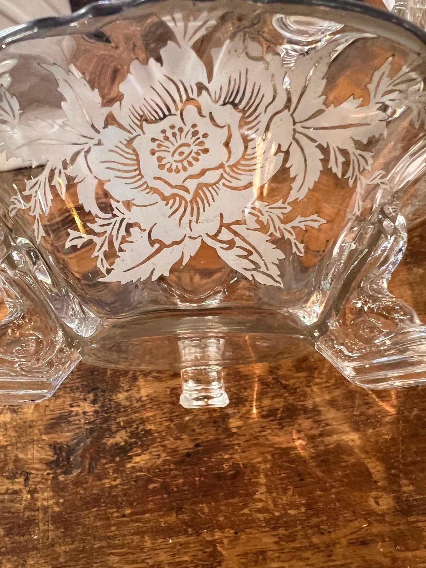 Decorative Glass Clear with floral etching Glass