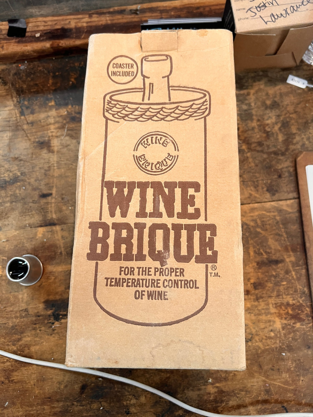 Vintage "Wine Brique" Terracotta Wine Cooler with Coaster – Original Box