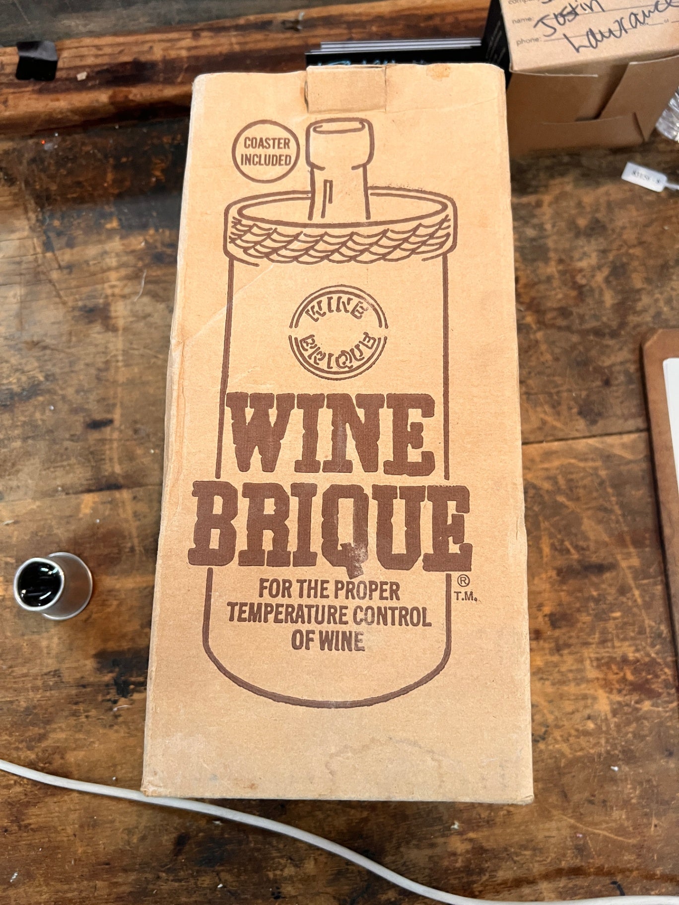 Vintage "Wine Brique" Terracotta Wine Cooler with Coaster – Original Box