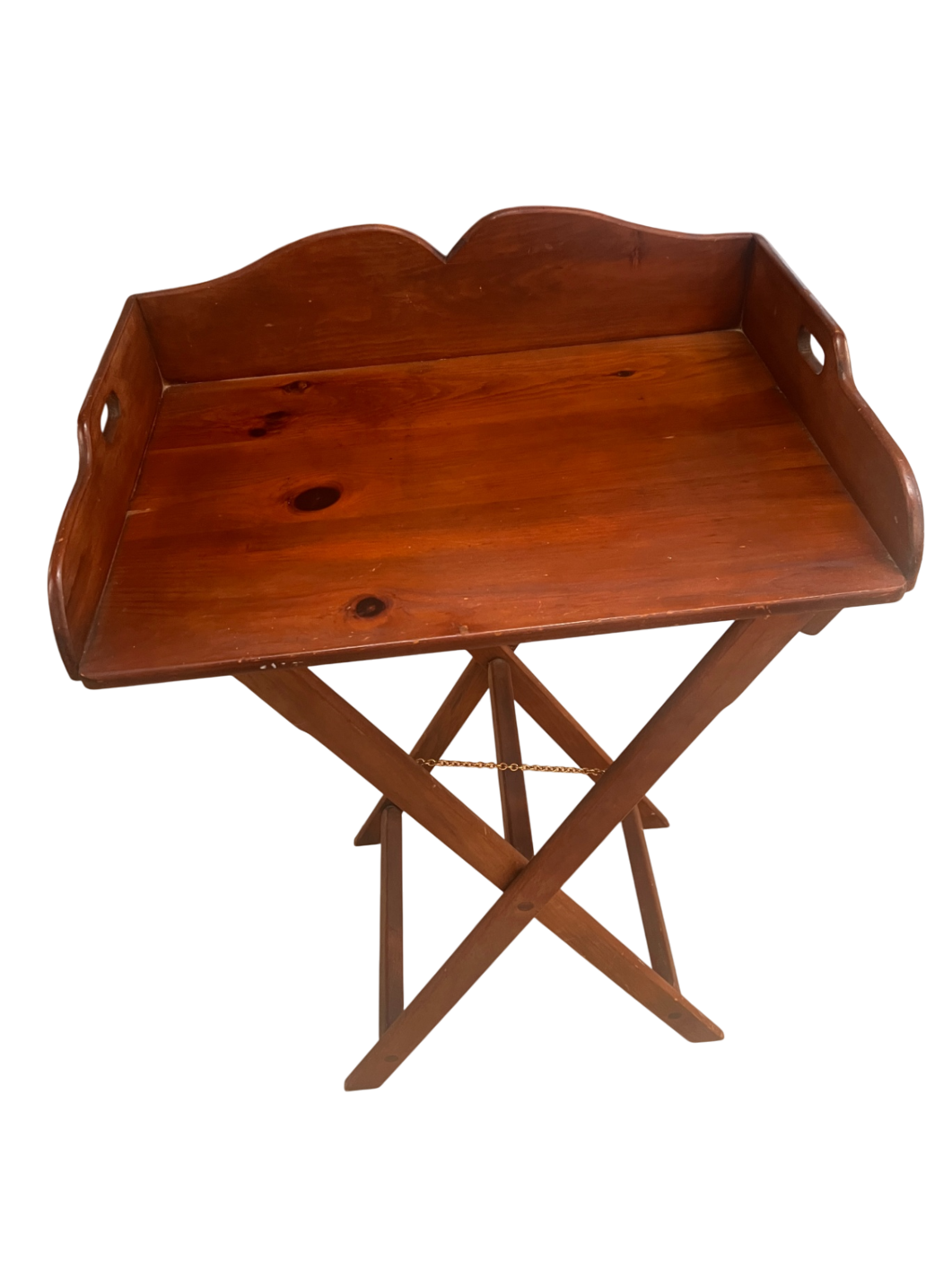 Vintage Wooden Butler’s Tray Table with Folding Stand