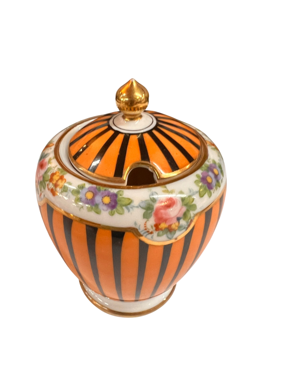 Noritake Creamer and sugar Multicolored (Predominantly orange, white, purple, pink, green, gold) Porcelain or ceramic with gold accents