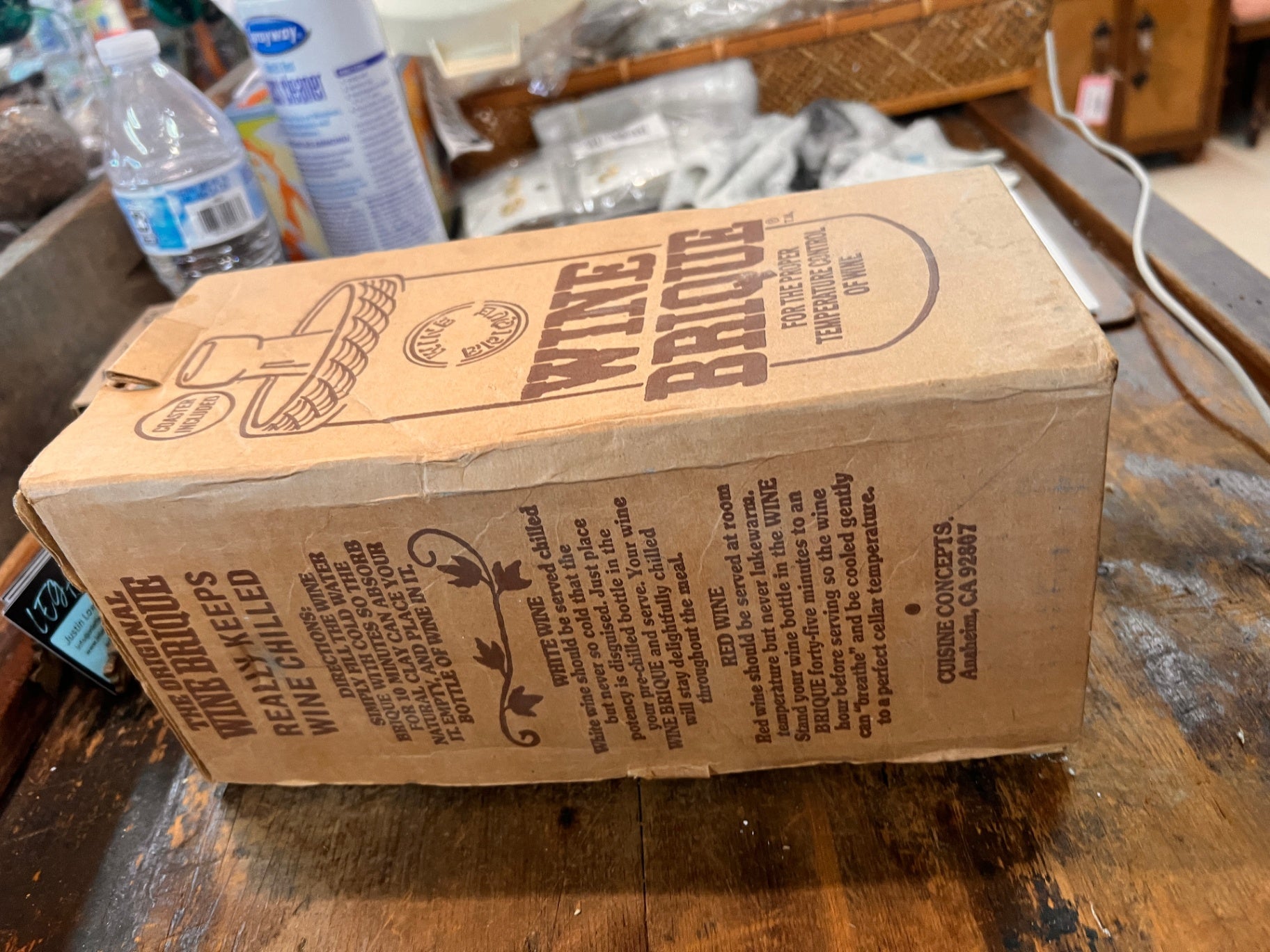 Vintage "Wine Brique" Terracotta Wine Cooler with Coaster – Original Box