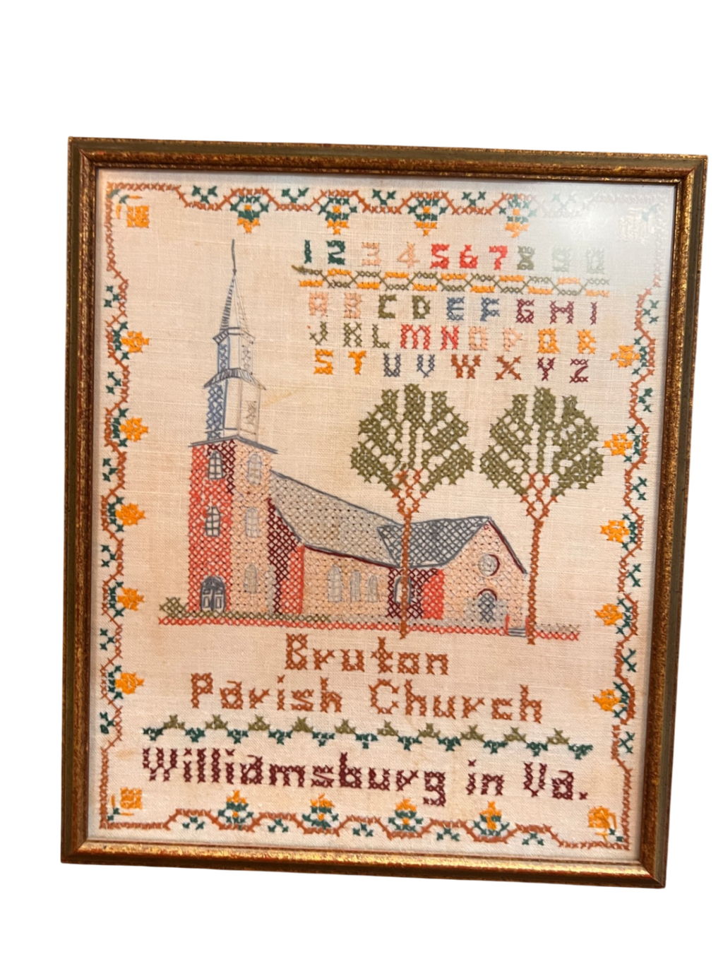 Needlepoint of Bruton Parish Church, Williamsburg VA – Styled by Buchanan and Kiguel