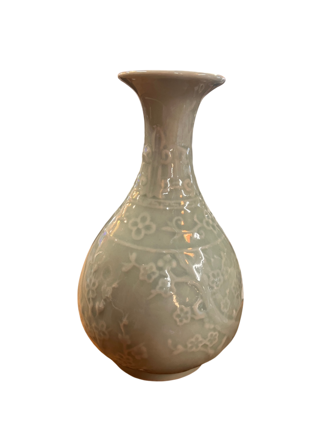 Celadon Vase with Floral Design