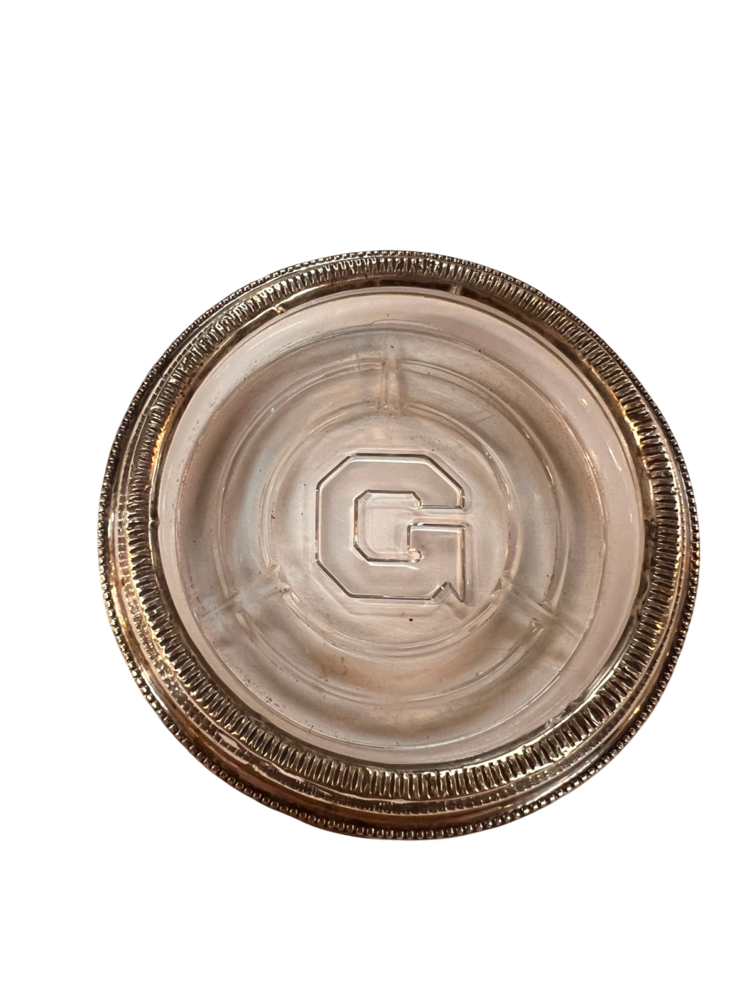 Glass Dish with Silver Rim (Monogram “G”)