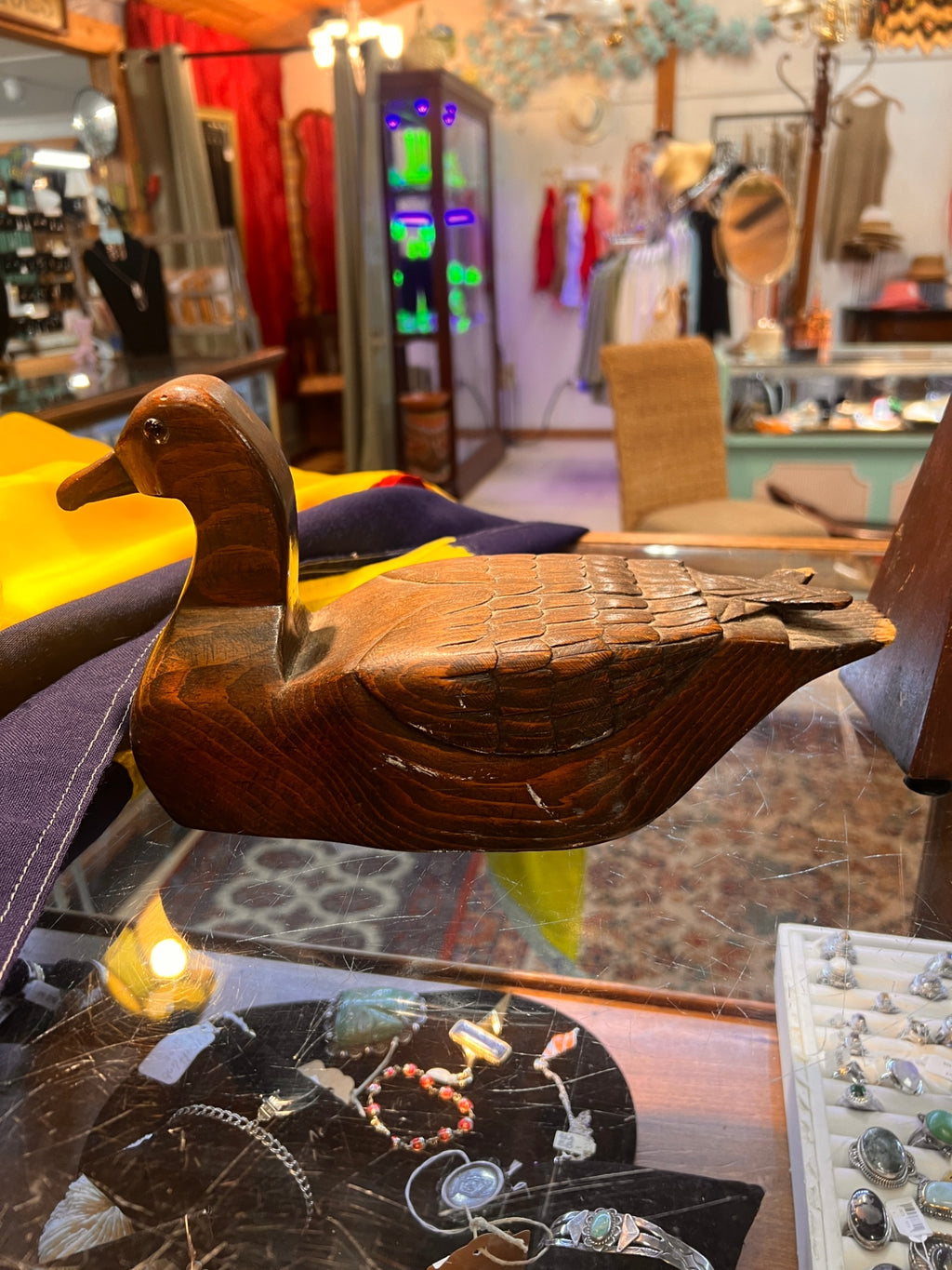 Vintage Hand-Carved Wooden Duck Decoy – Marked “JHG 4” – Folk Art Waterfowl