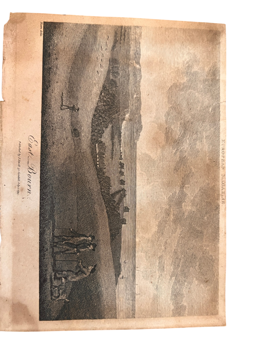 1793 Antique Engraving – “East Bourn” by Nixon – Framed
