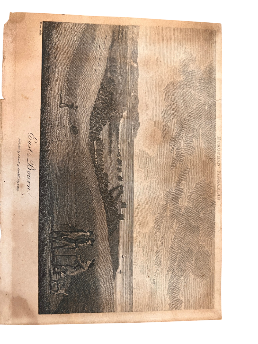 1793 Antique Engraving – “East Bourn” by Nixon – Framed