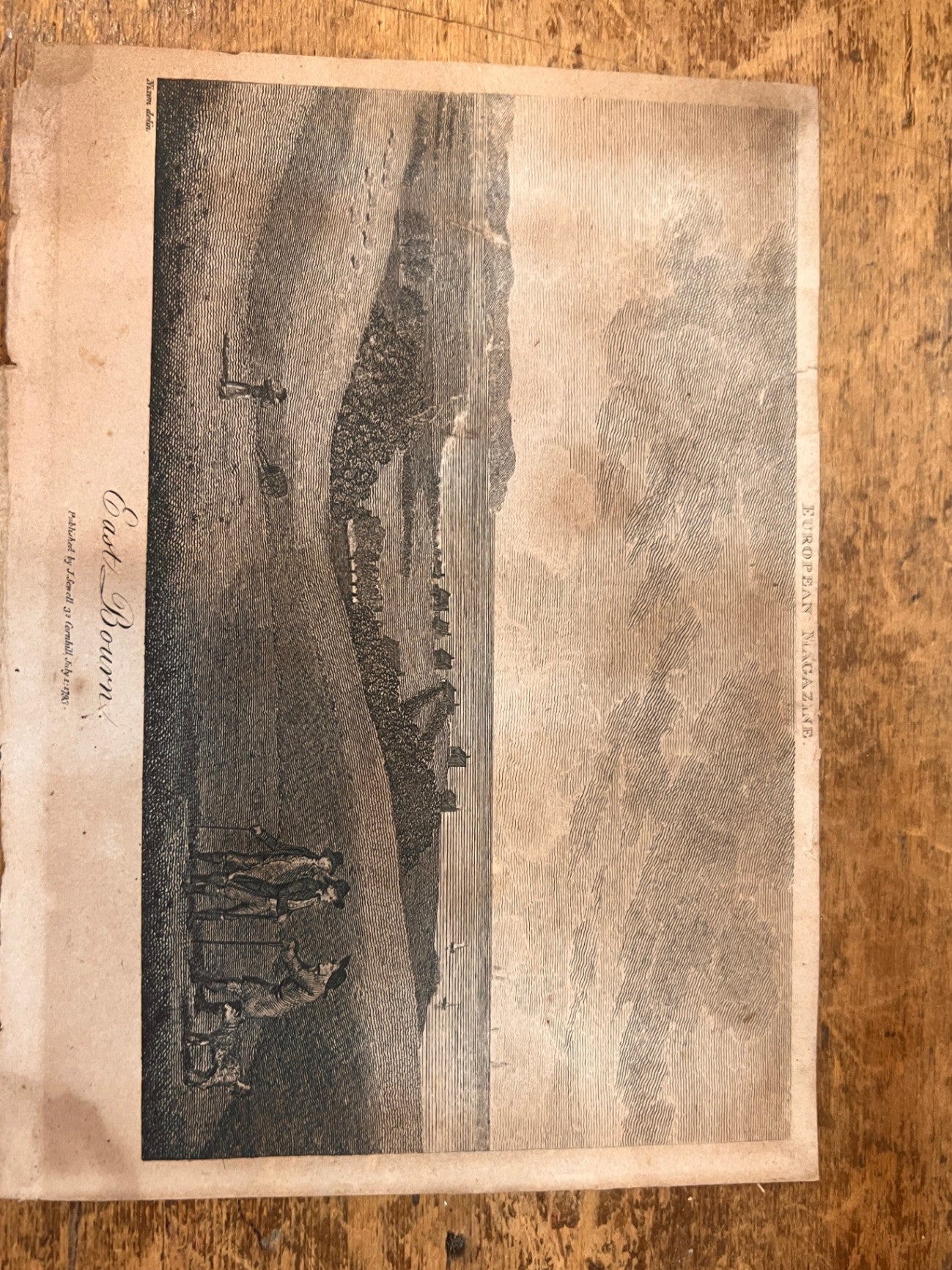 1793 Antique Engraving – “East Bourn” by Nixon – Framed