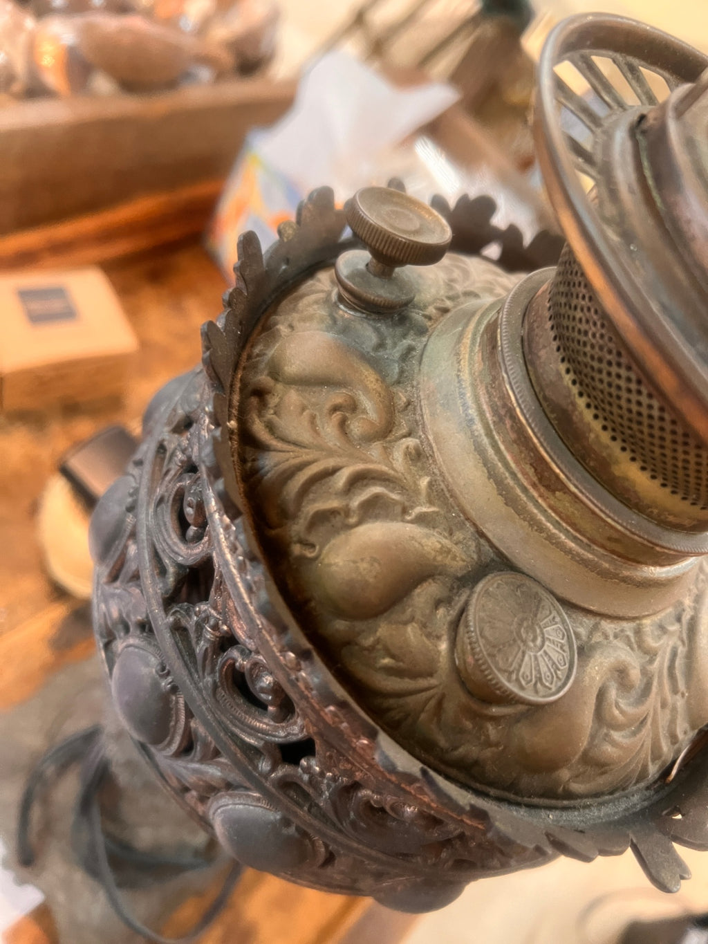 Antique Victorian “Gone with the Wind” Parlor Lamp – Hand-Painted Floral Globe – Converted to Electric