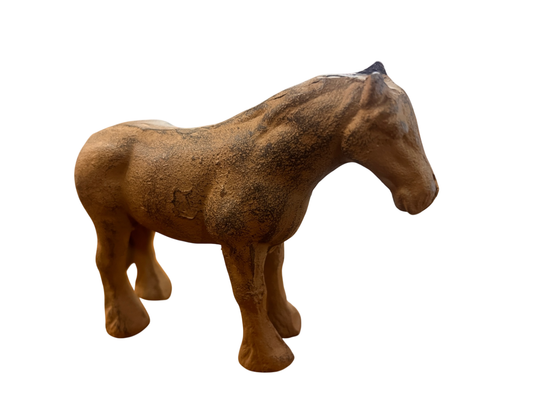 Vintage Cast Iron Draft Horse Figurine – Early 20th Century Farm Toy or Doorstop – Rustic Americana