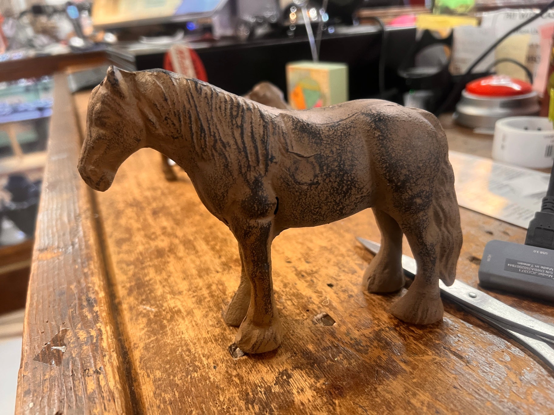 Vintage Cast Iron Draft Horse Figurine – Early 20th Century Farm Toy or Doorstop – Rustic Americana