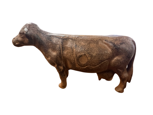 Vintage Cast Iron Cow Still Bank – Early 20th Century Farmhouse Decor – Rustic Dairy Toy