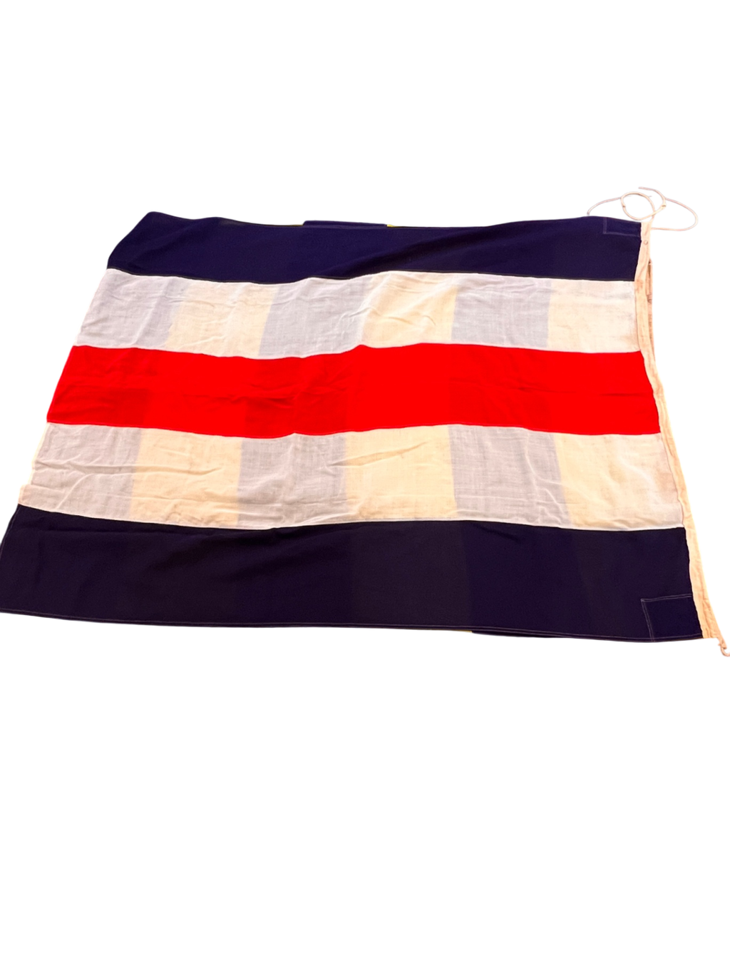 "H" (Hotel) – White with Red Stripe, Blue Borders Flag