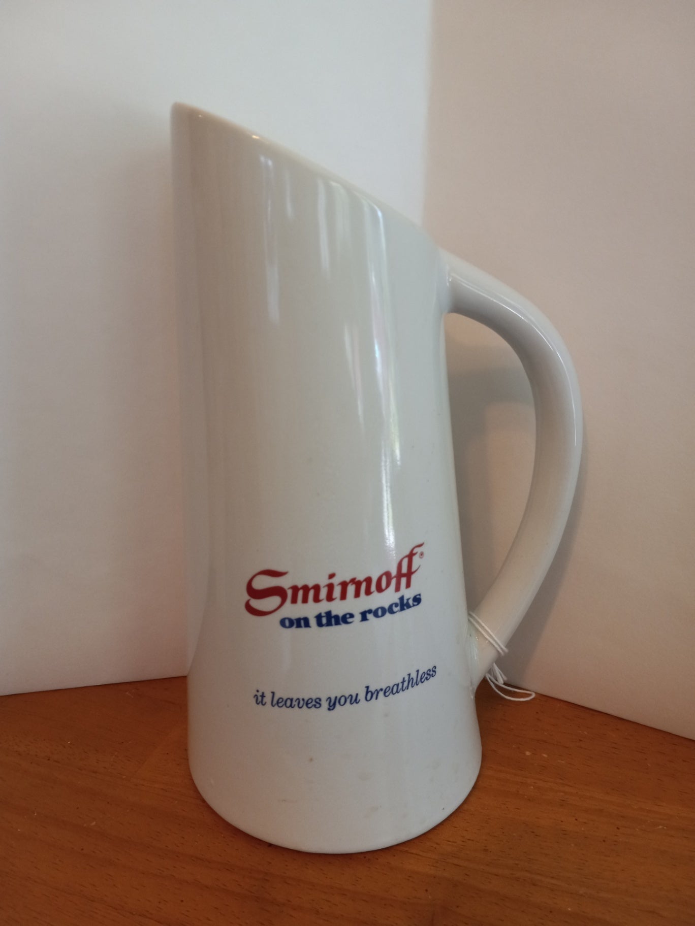 Vintage Smirnoff White Ceramic pitcher dsc