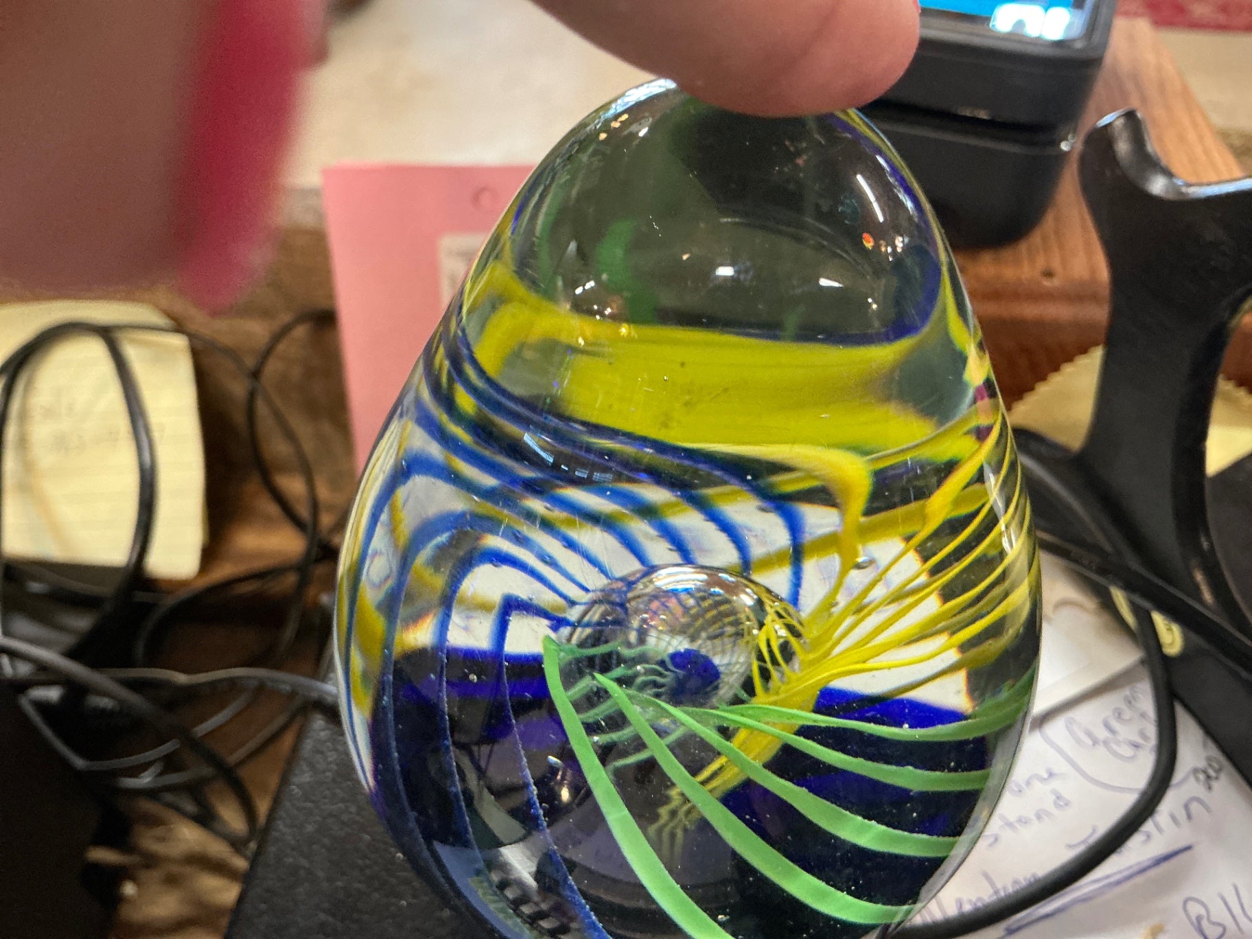 Decorative Glass Art Multicolor (Green, Blue, Yellow) Glass