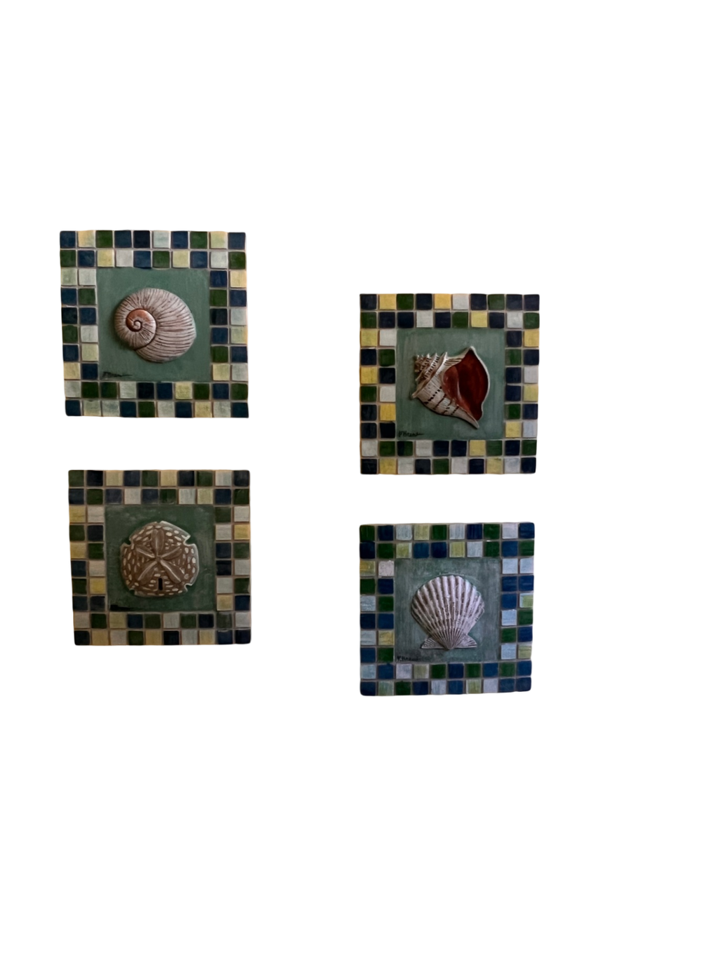 Set of 4 Ceramic Wall Plaques – Shell Series by Paul Brent