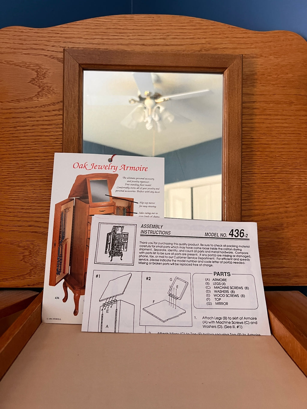 Vintage Powell Oak Jewelry Armoire – Model 436-2 (Queen Anne Legs)