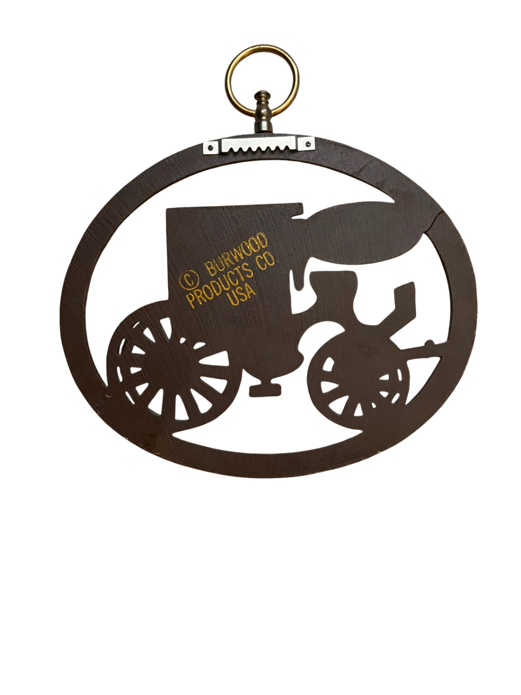 Decorative Wall Hanging Brown WoodVintage Burwood Products Wall Plaque – “Brougham Carriage” (USA, 1970s)
