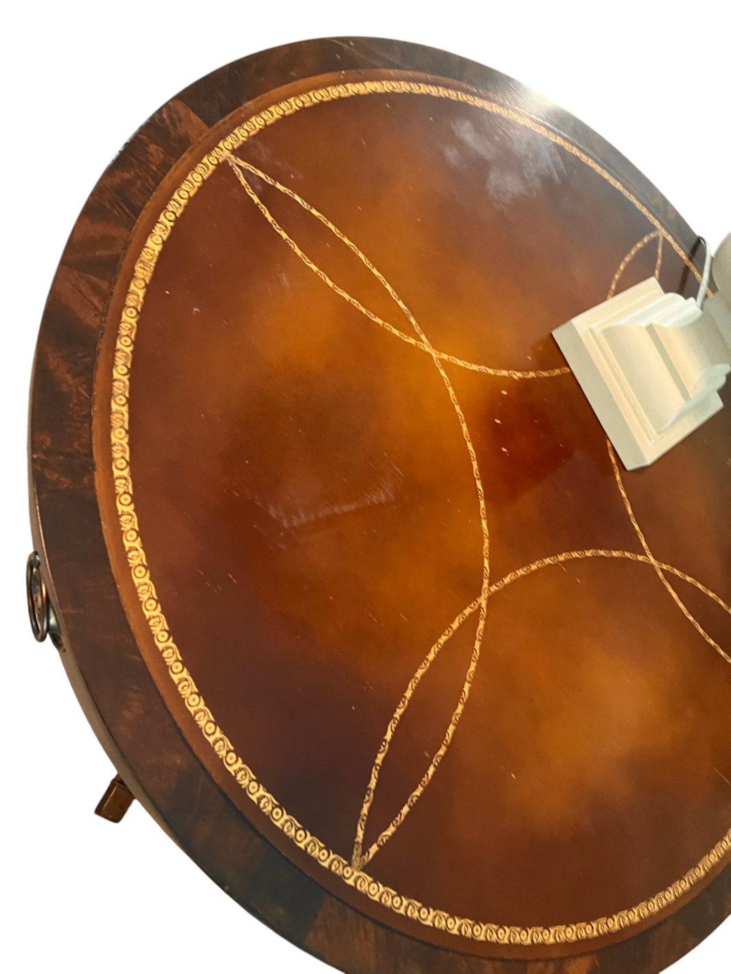 Round Leather-Top Drum Table (Federal or Regency style)