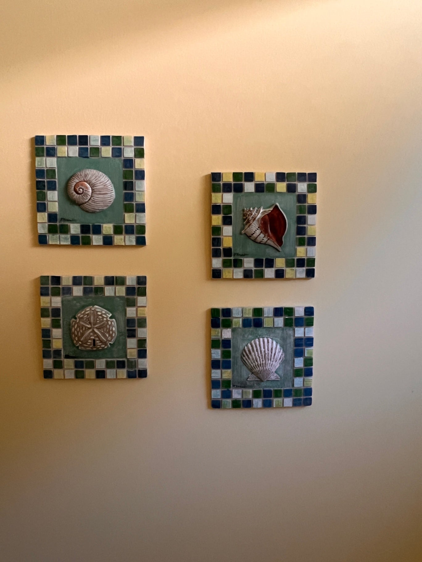 Set of 4 Ceramic Wall Plaques – Shell Series by Paul Brent