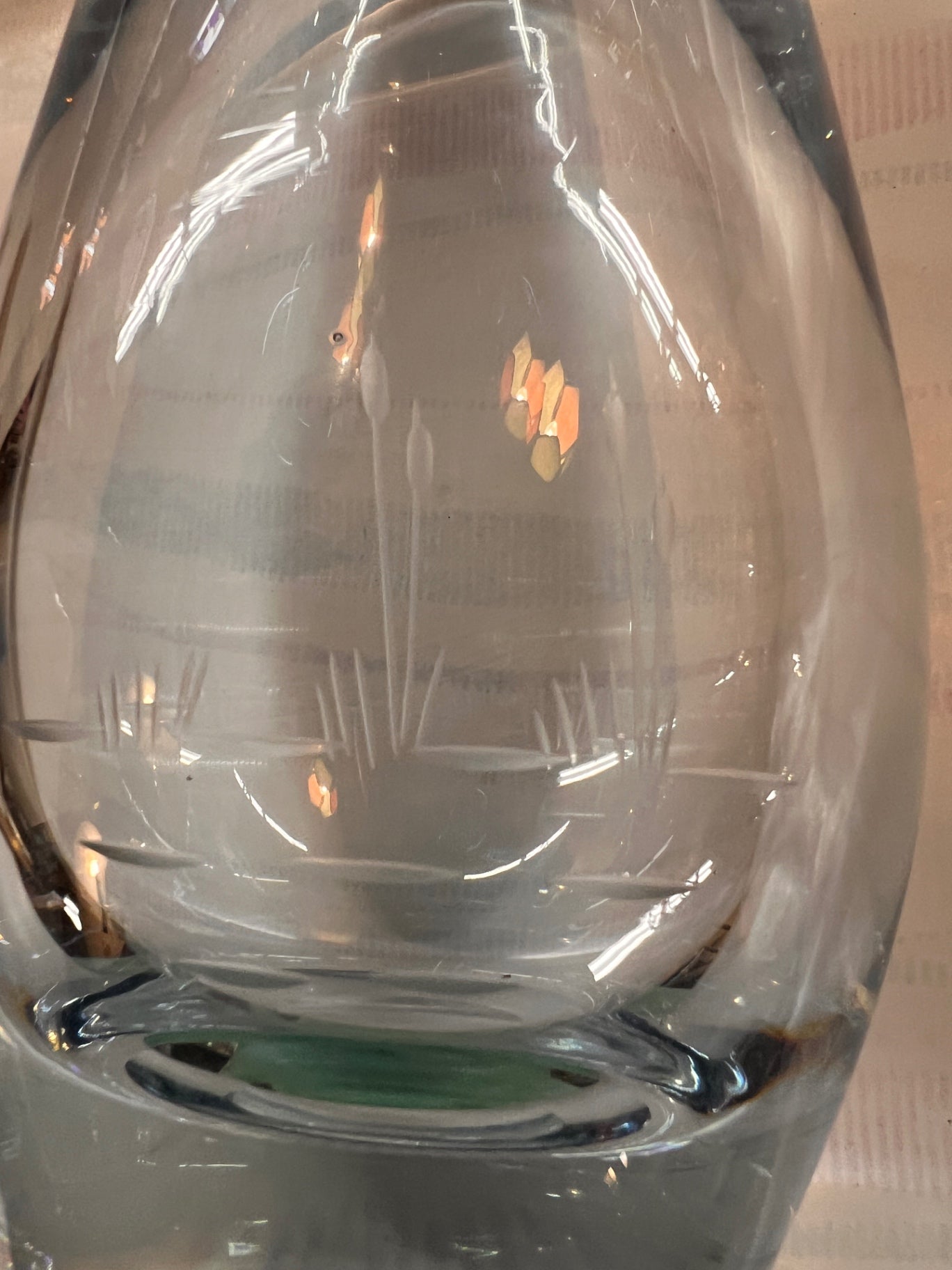 Vintage 9” Blue Crystal Vase – Etched Flying Duck – Hand-Blown Wildlife Art Glass