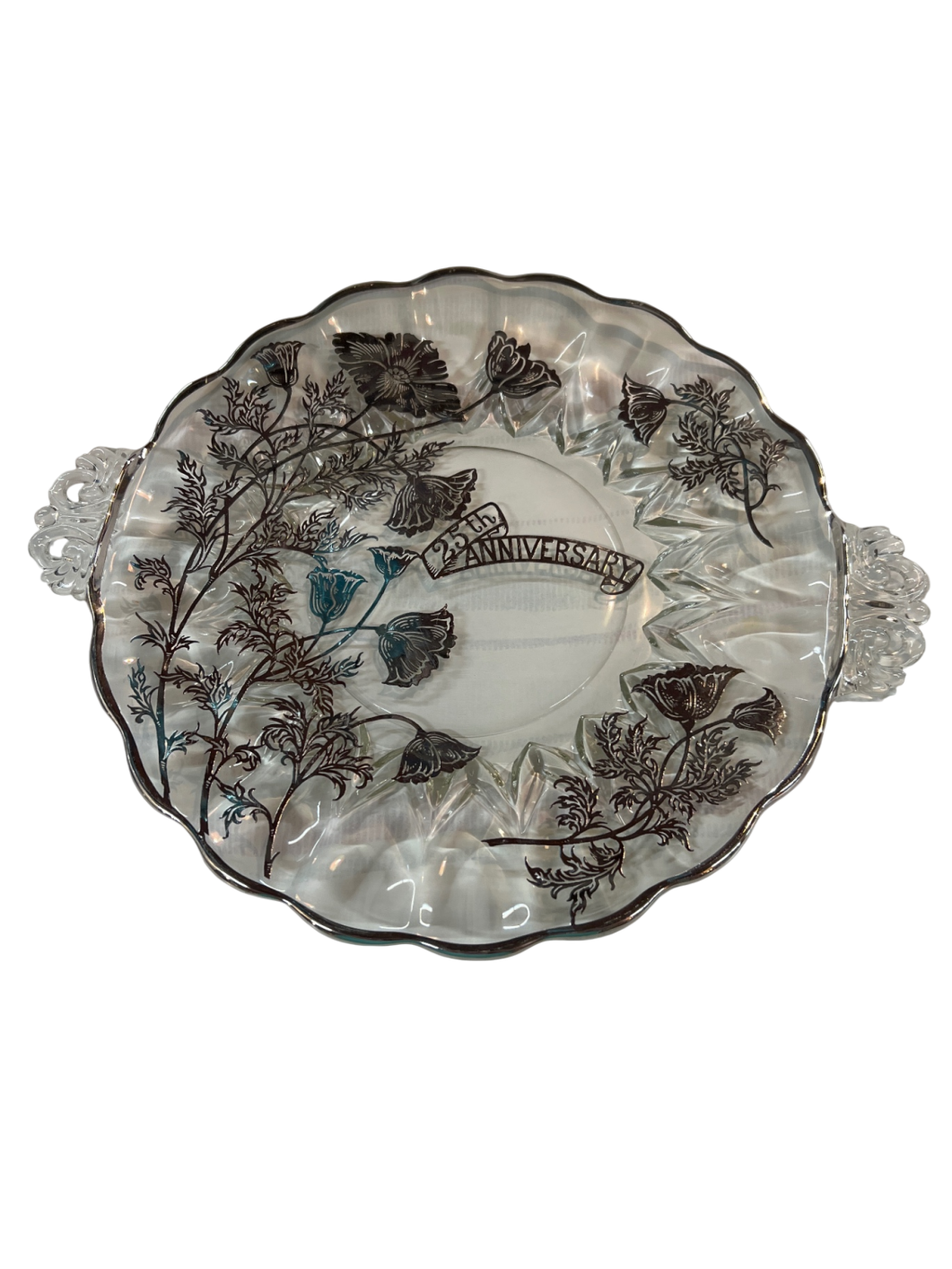 25th anniversary glass and silver plate