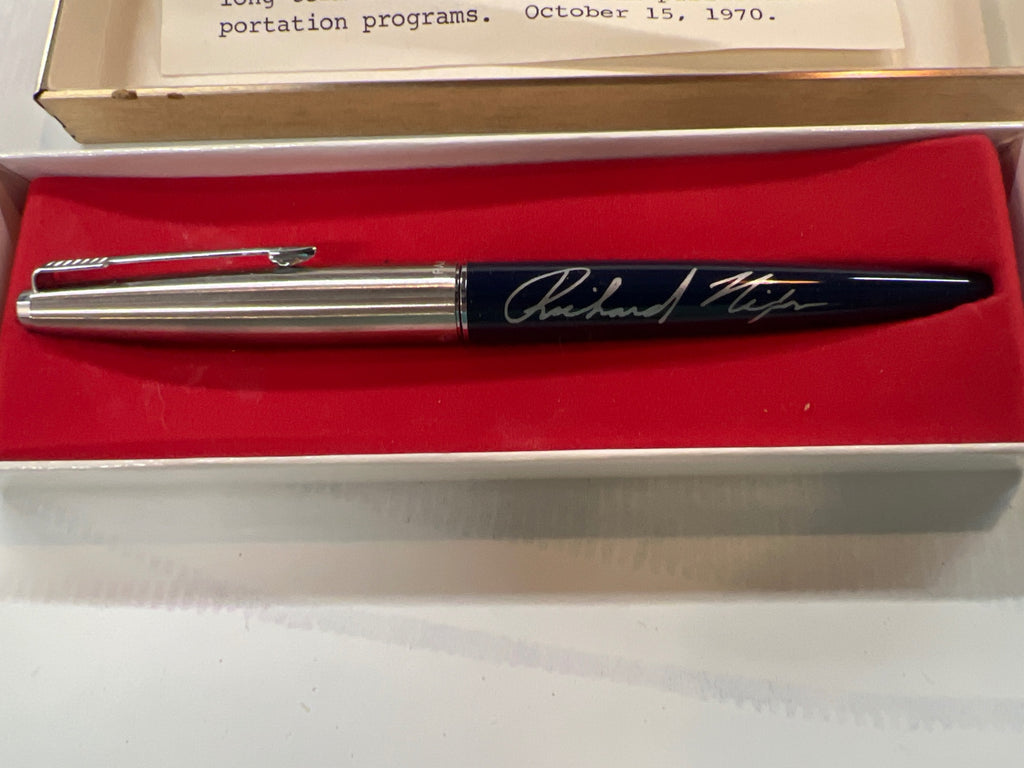 1970 President Richard Nixon Signing Pen – Mass Transit Bill – Boxed with Insert – White House Memorabilia