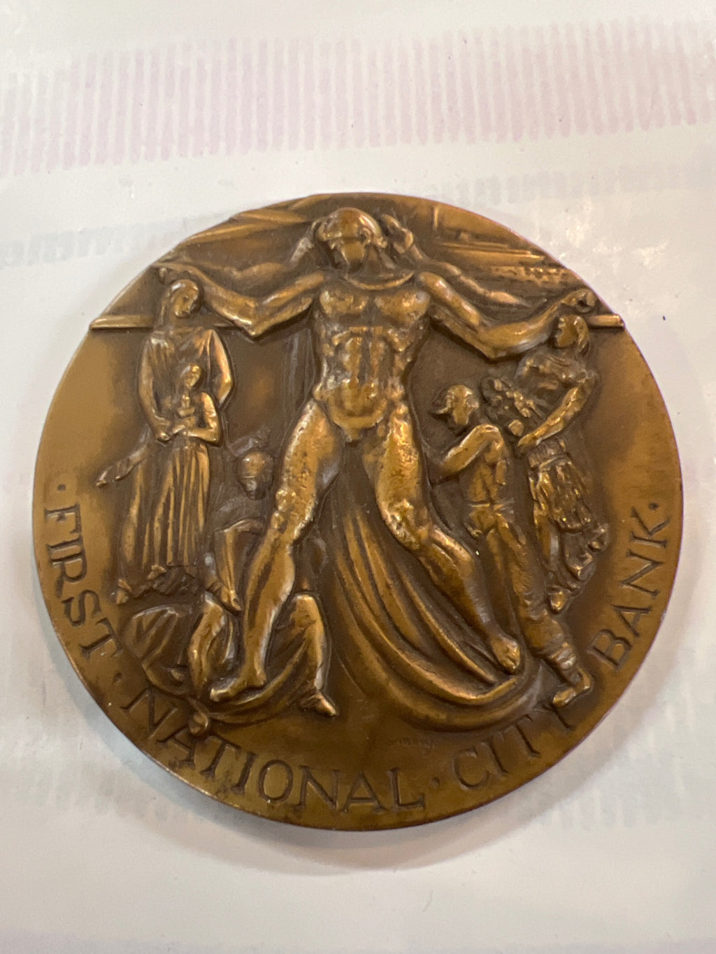 1962 First National City Bank Bronze Commemorative Medal – 150 Years of Service – NYC Banking History
