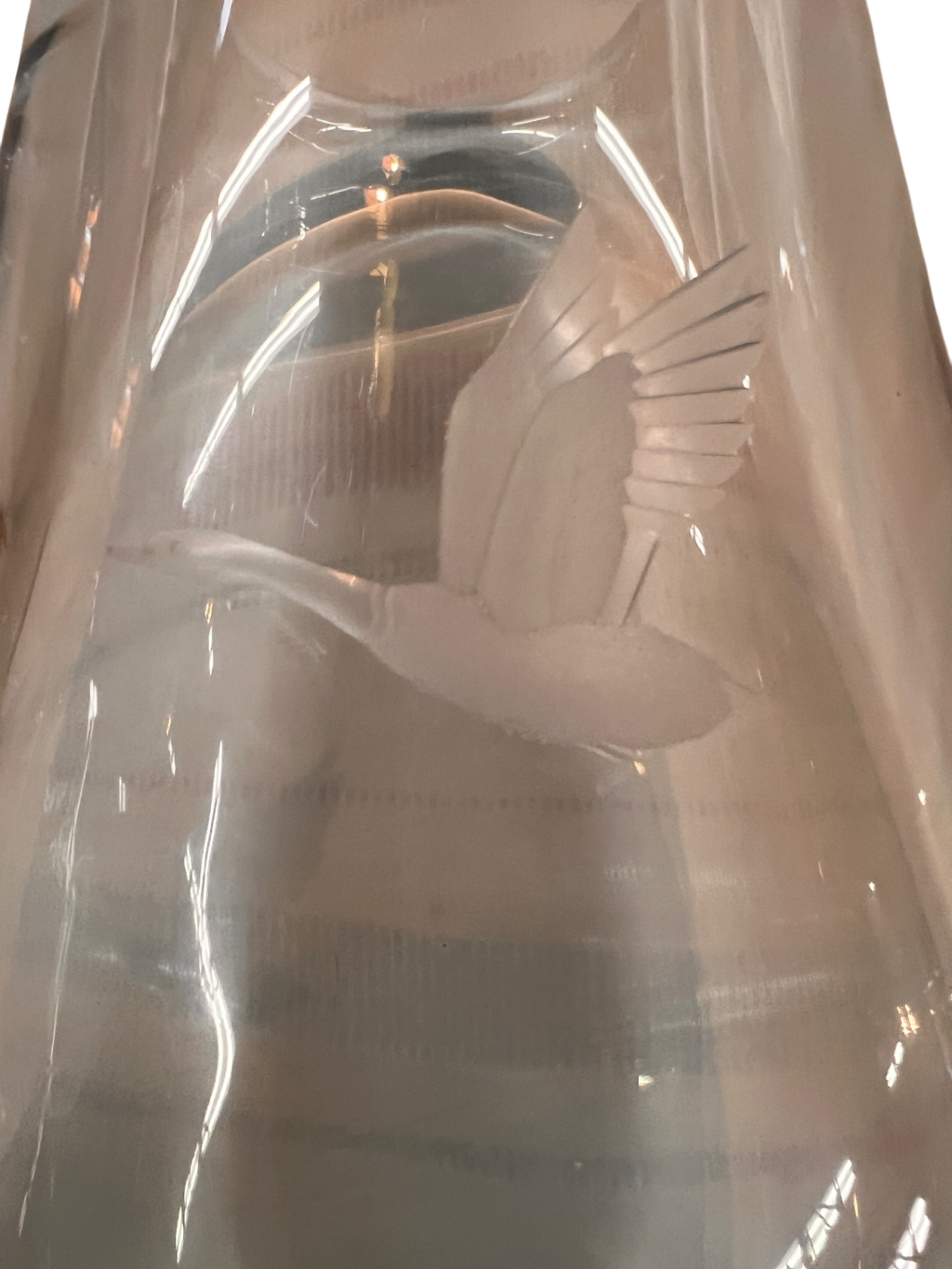 Vintage 9” Blue Crystal Vase – Etched Flying Duck – Hand-Blown Wildlife Art Glass