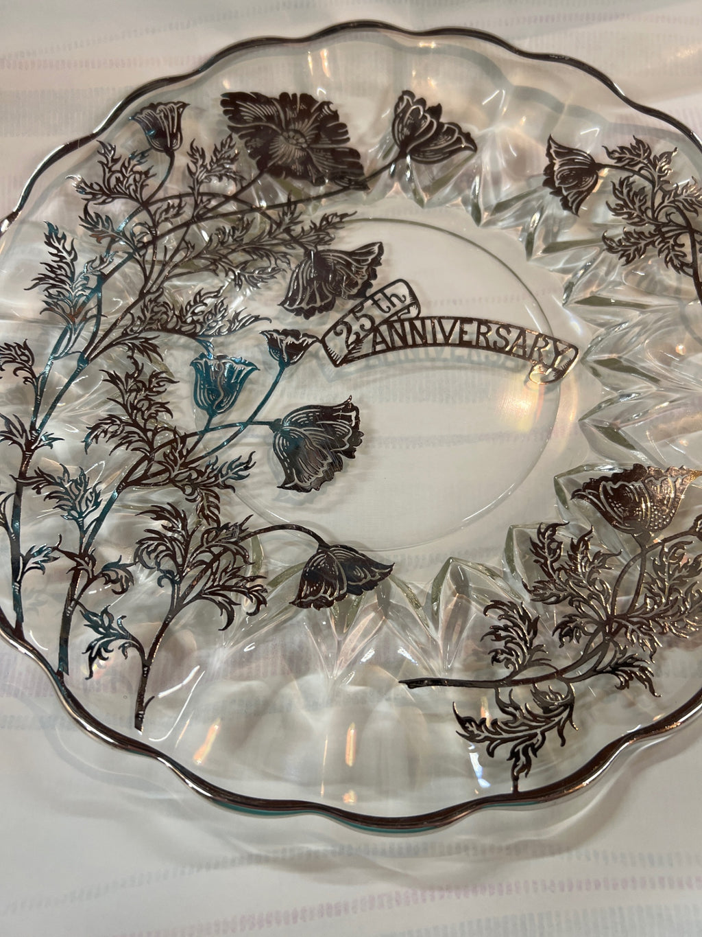 25th anniversary glass and silver plate