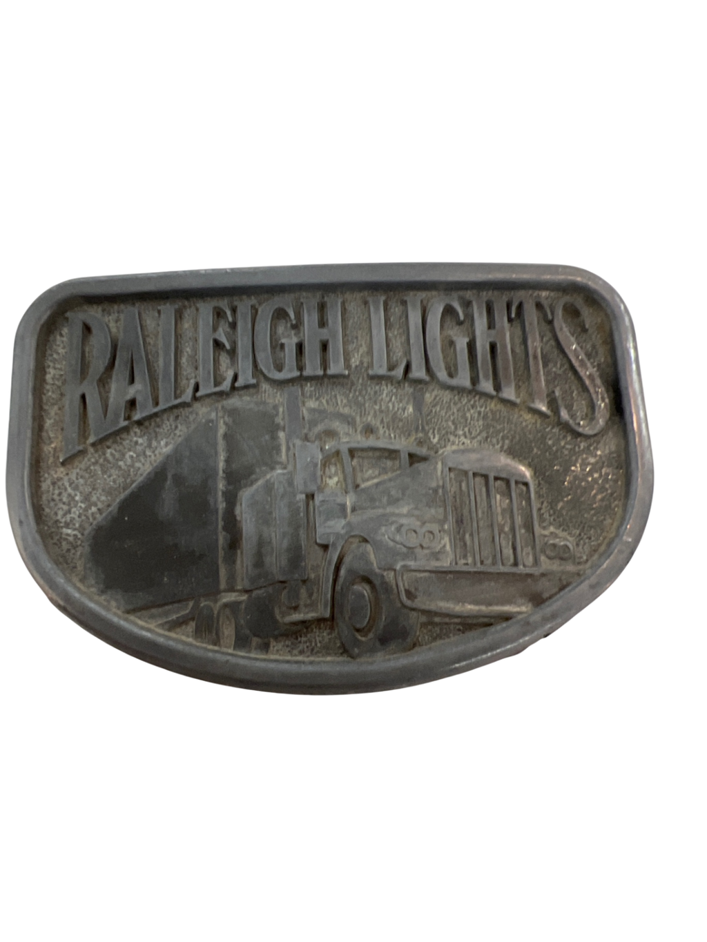 Vintage Raleigh Lights Trucker Belt Buckle – Big Rig Design – 1980s Tobacco Promo