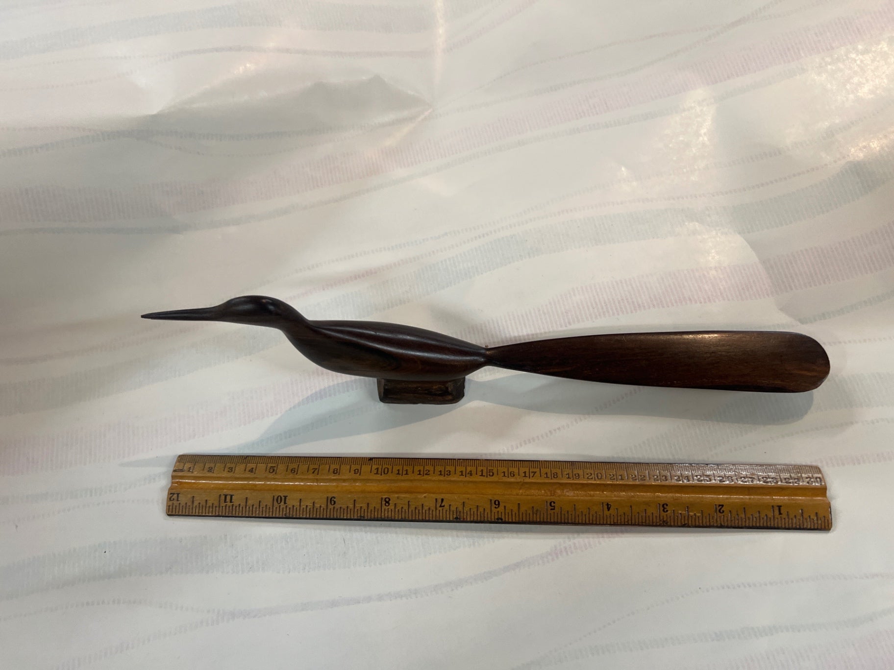 Mid-Century Modern Wooden Bird Sculpture – 12” Hand-Carved MCM Decor Figurine – Danish Style