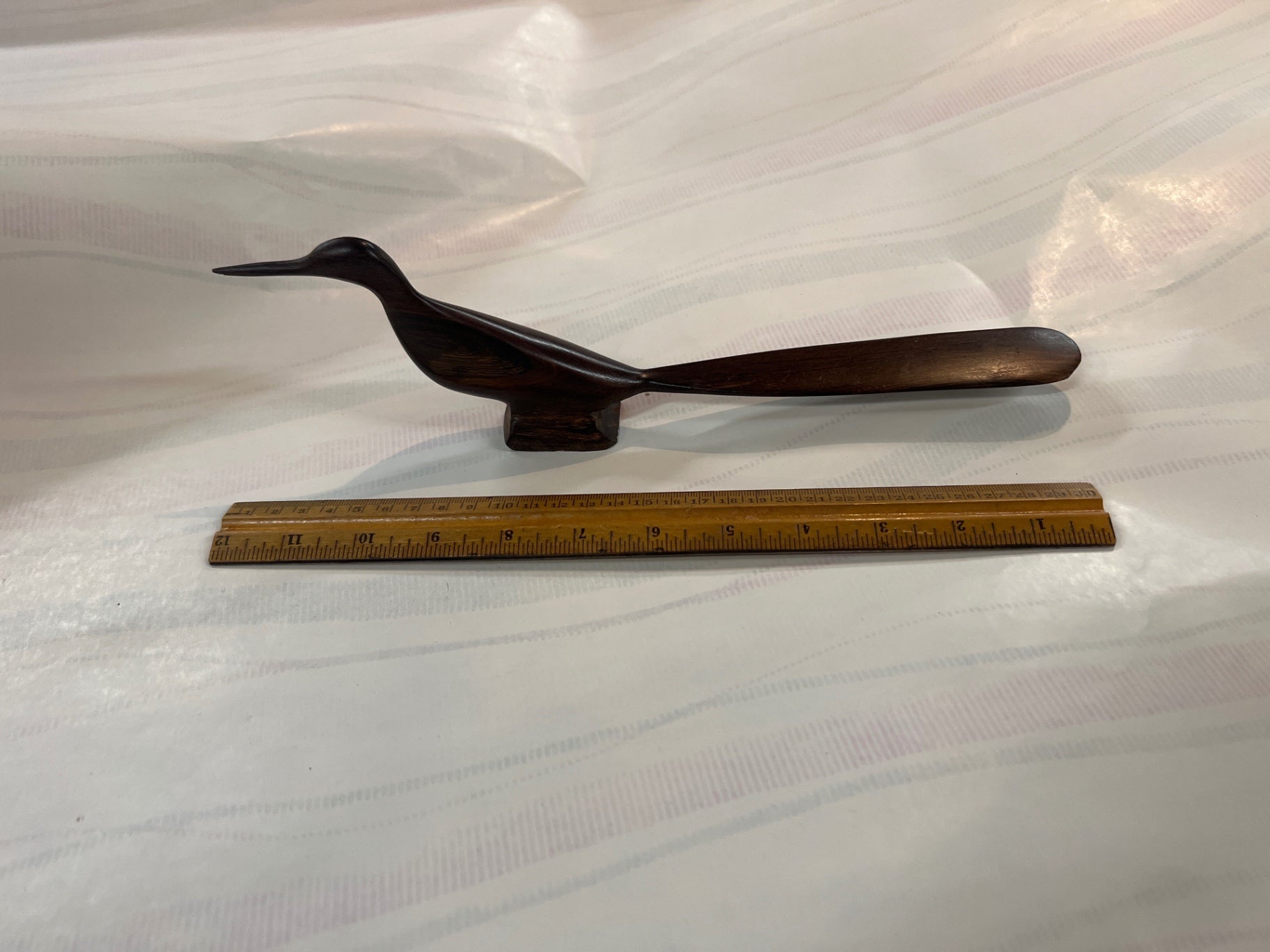 Mid-Century Modern Wooden Bird Sculpture – 12” Hand-Carved MCM Decor Figurine – Danish Style