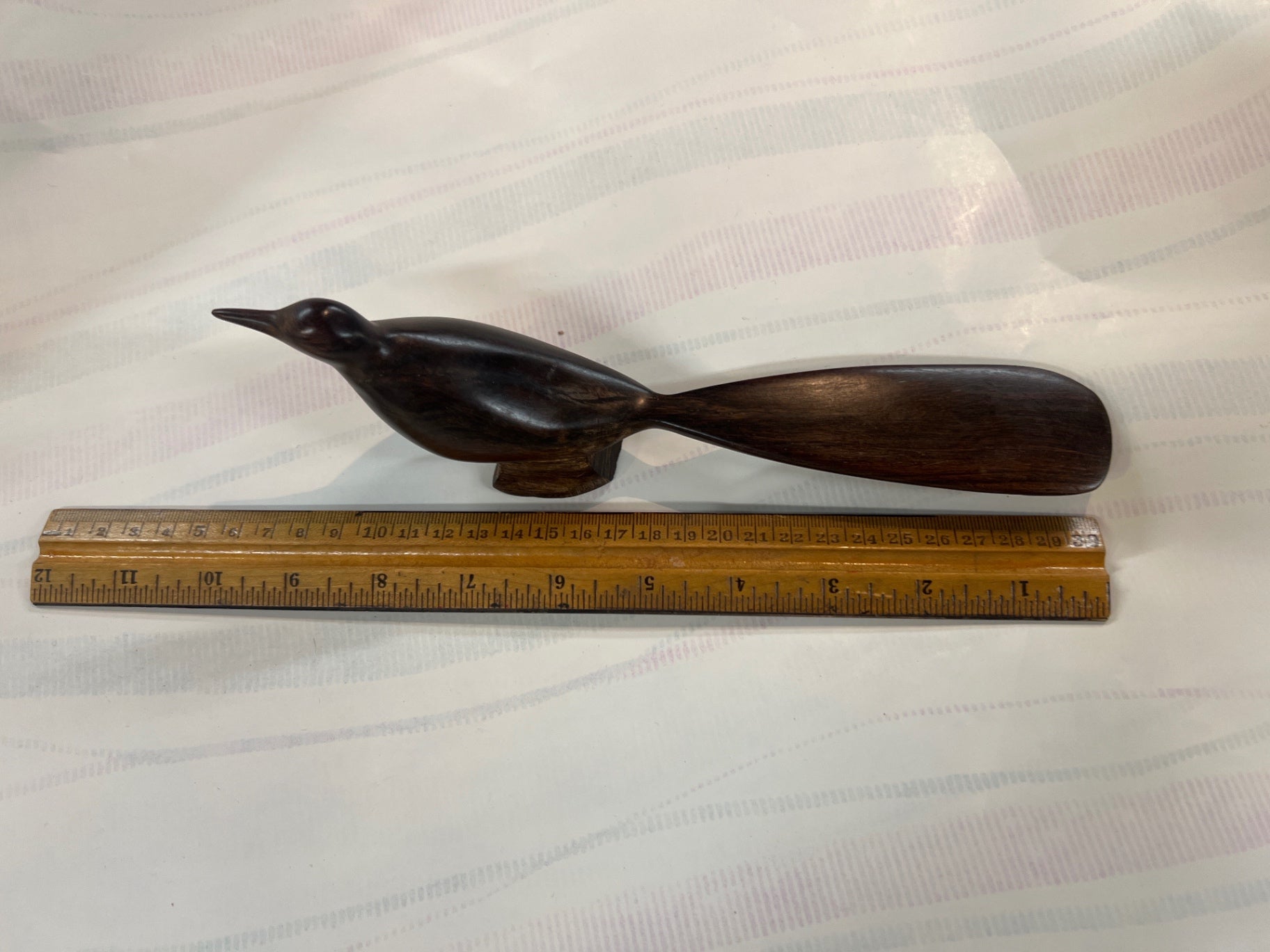 Mid-Century Modern Wooden Bird Sculpture – 10” Hand-Carved MCM Danish Style Decor