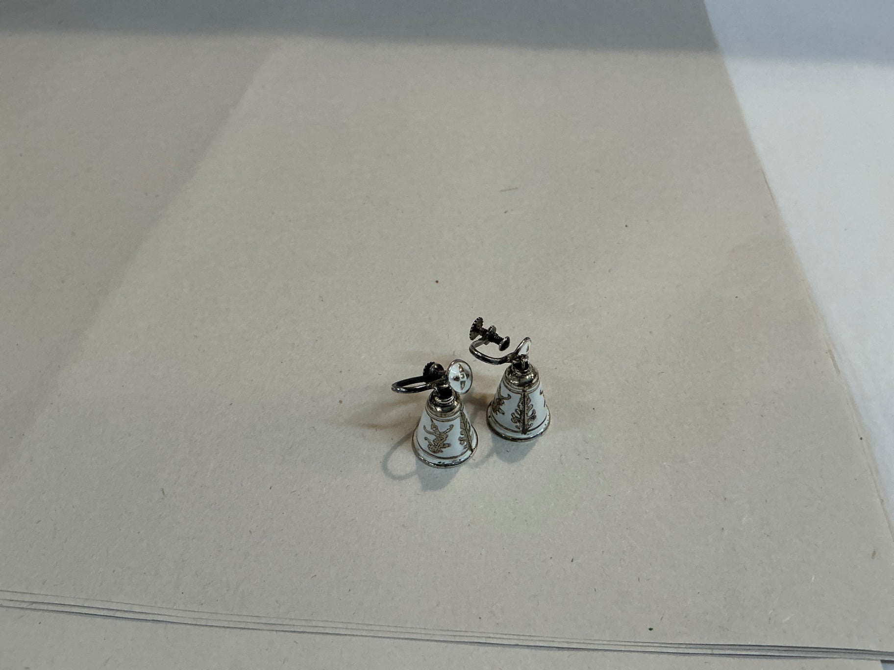 Niello Sterling Silver Bell Earrings