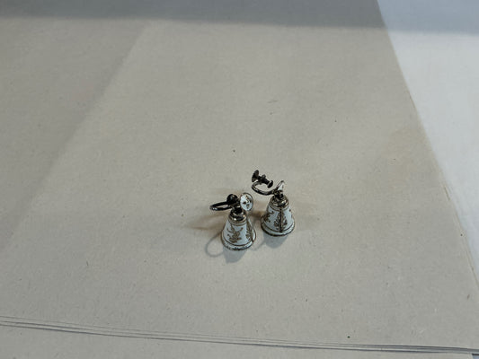 Niello Sterling Silver Bell Earrings