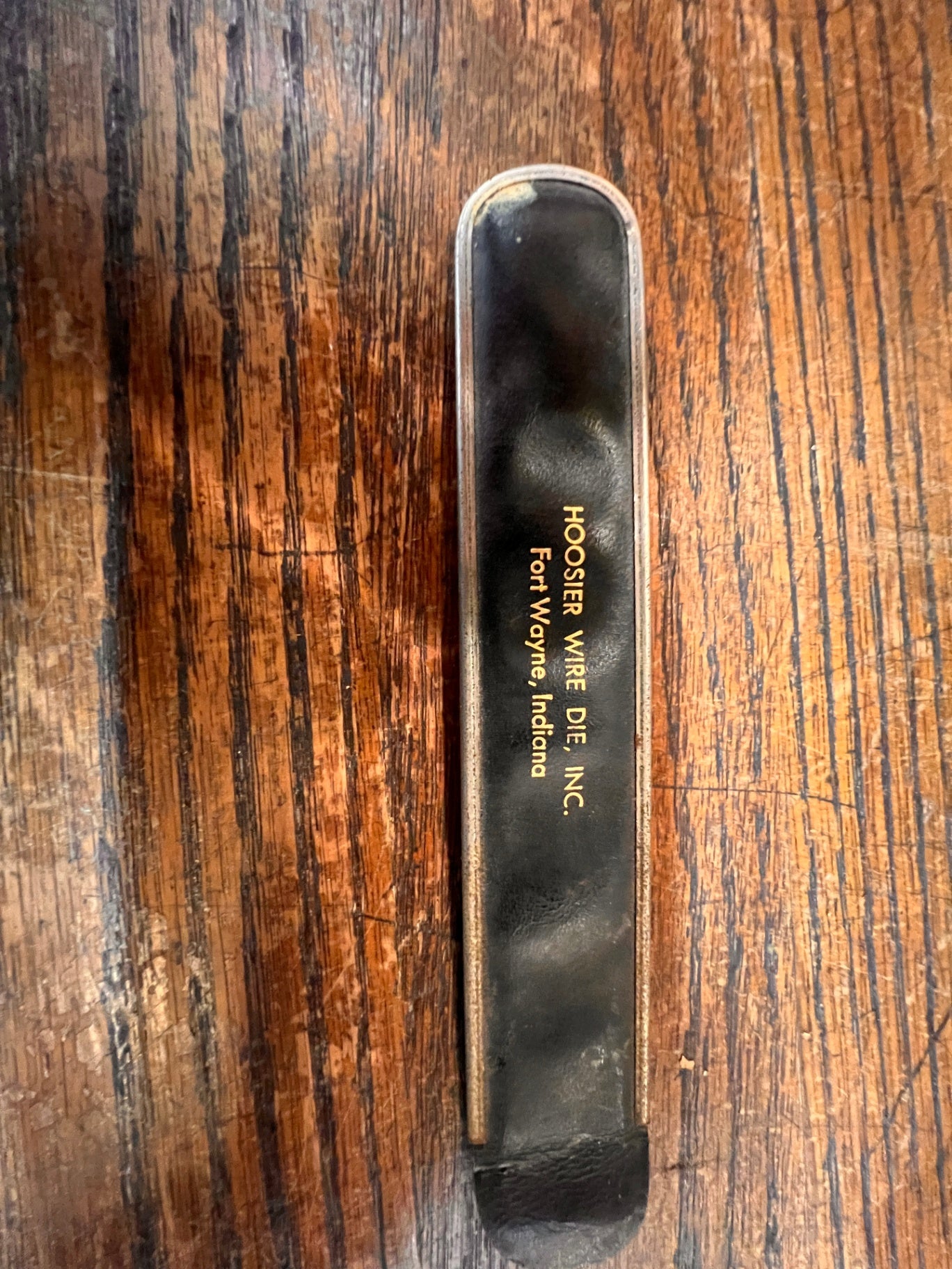 Vintage Hoosier Wire Die Inc. Stainless Steel Wire Gauge Ruler with Leather Sleeve