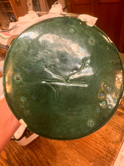 Handcrafted Studio Pottery Vase (Green Drip Glaze)