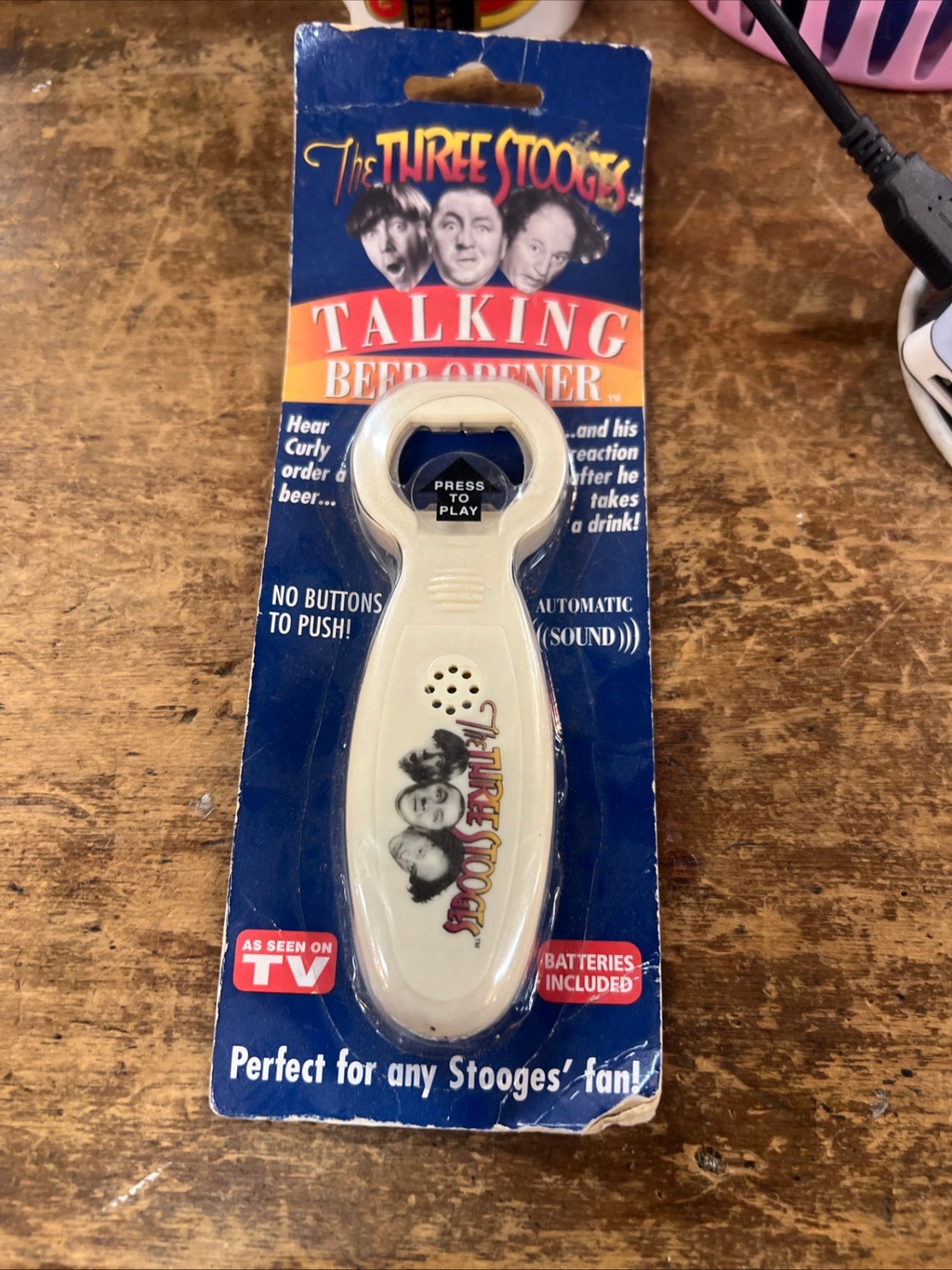 The Three Stooges Talking Beer Bottle Opener - 2003 Pacific Direct - NEW Sealed! As Seen On TV