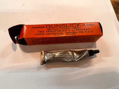 Vintage Gunslick Sportsman’s Lubricant Tube w/ Original Box – Anhydrous Graphite Gun Oil – 1950s Hunting Gear