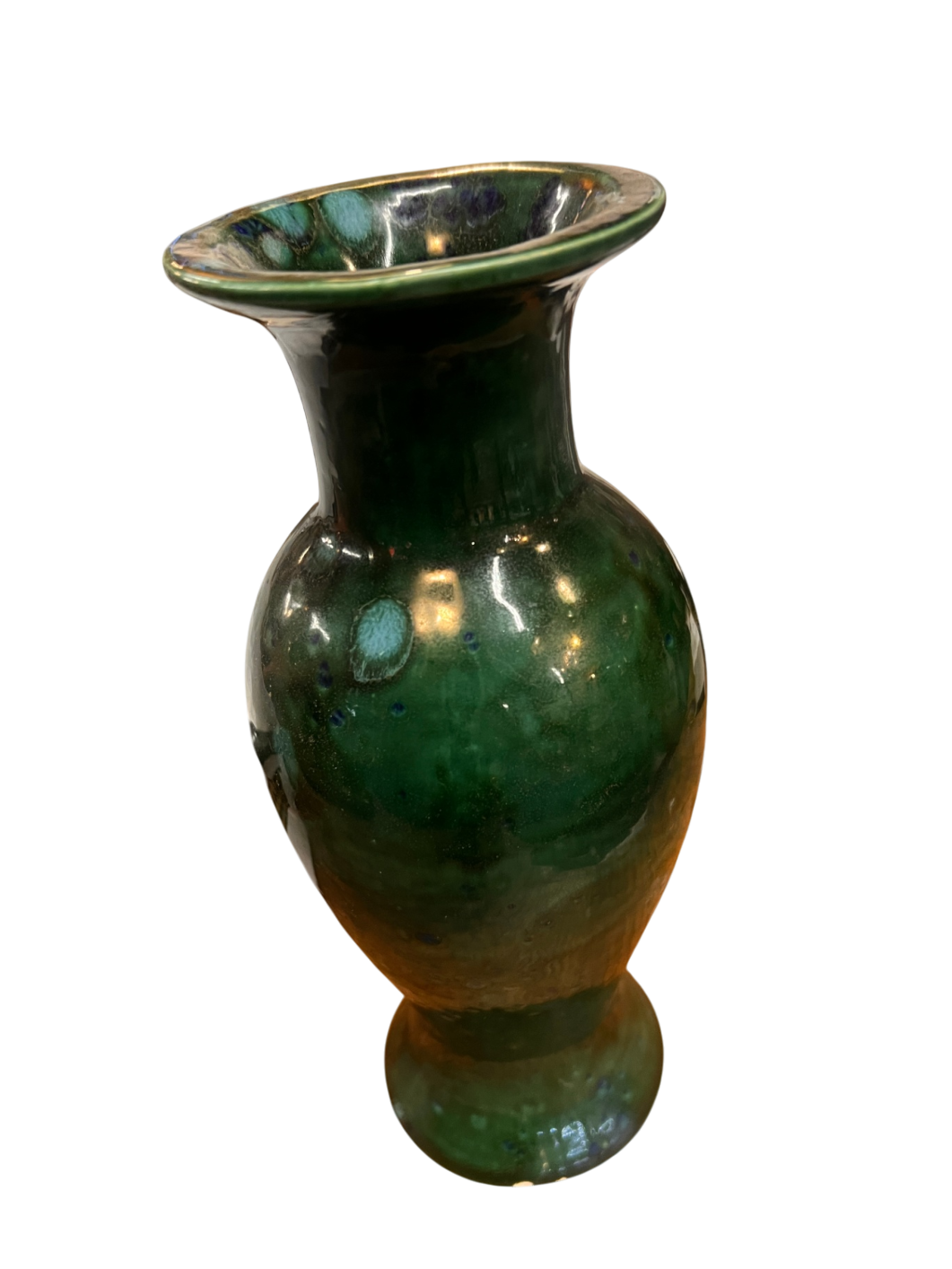 Handcrafted Studio Pottery Vase (Green Drip Glaze)