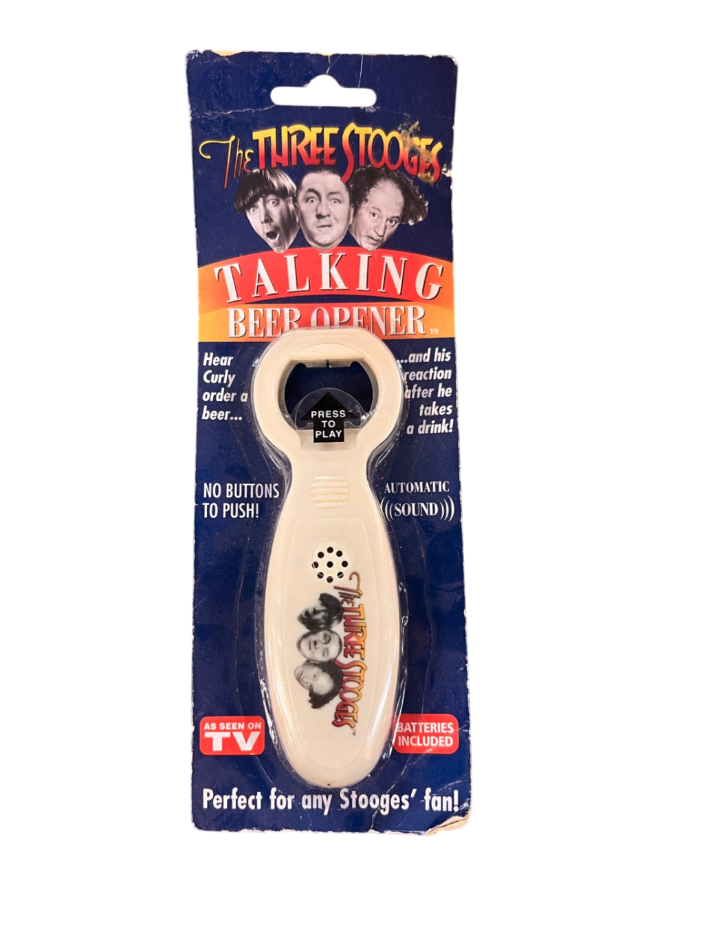 The Three Stooges Talking Beer Bottle Opener - 2003 Pacific Direct - NEW Sealed! As Seen On TV