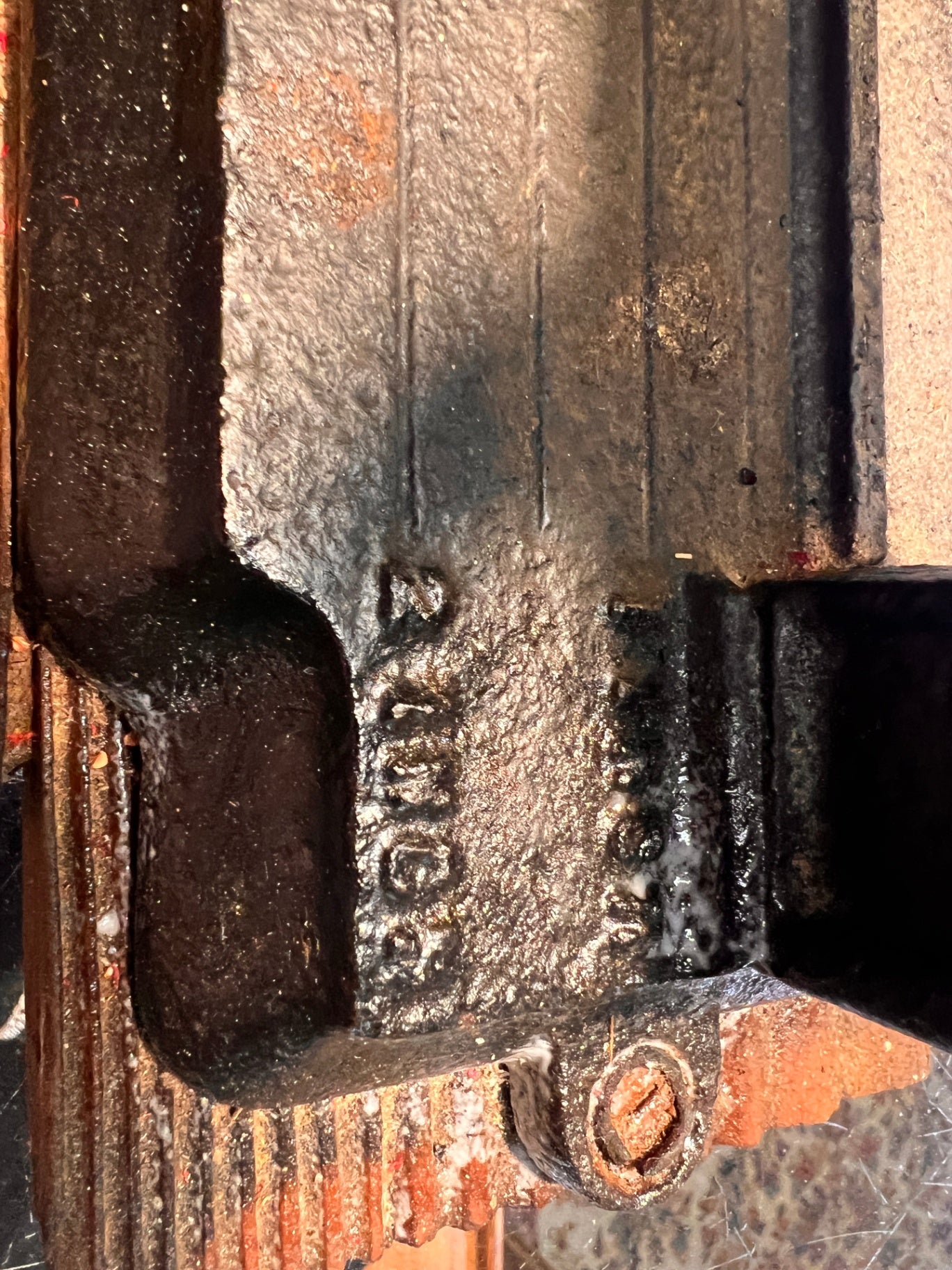 Antique Brown’s Mule Tobacco Cutter – R.J.R. TOB. CO. – Cast Iron Model 3019 w/ 3017 Part – Original Board – 1" & 2" Marks