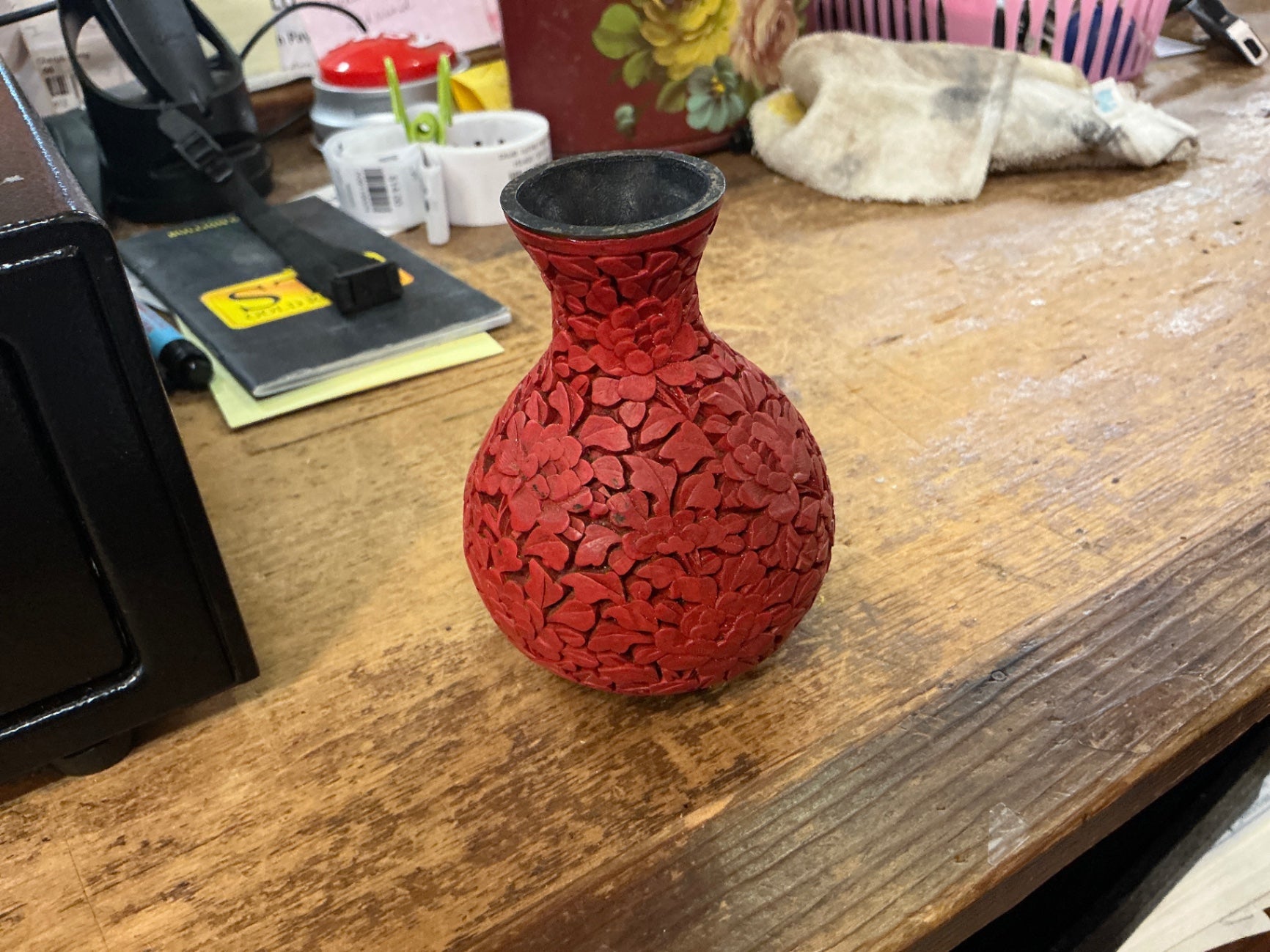 Red Resin or carved stone Vase