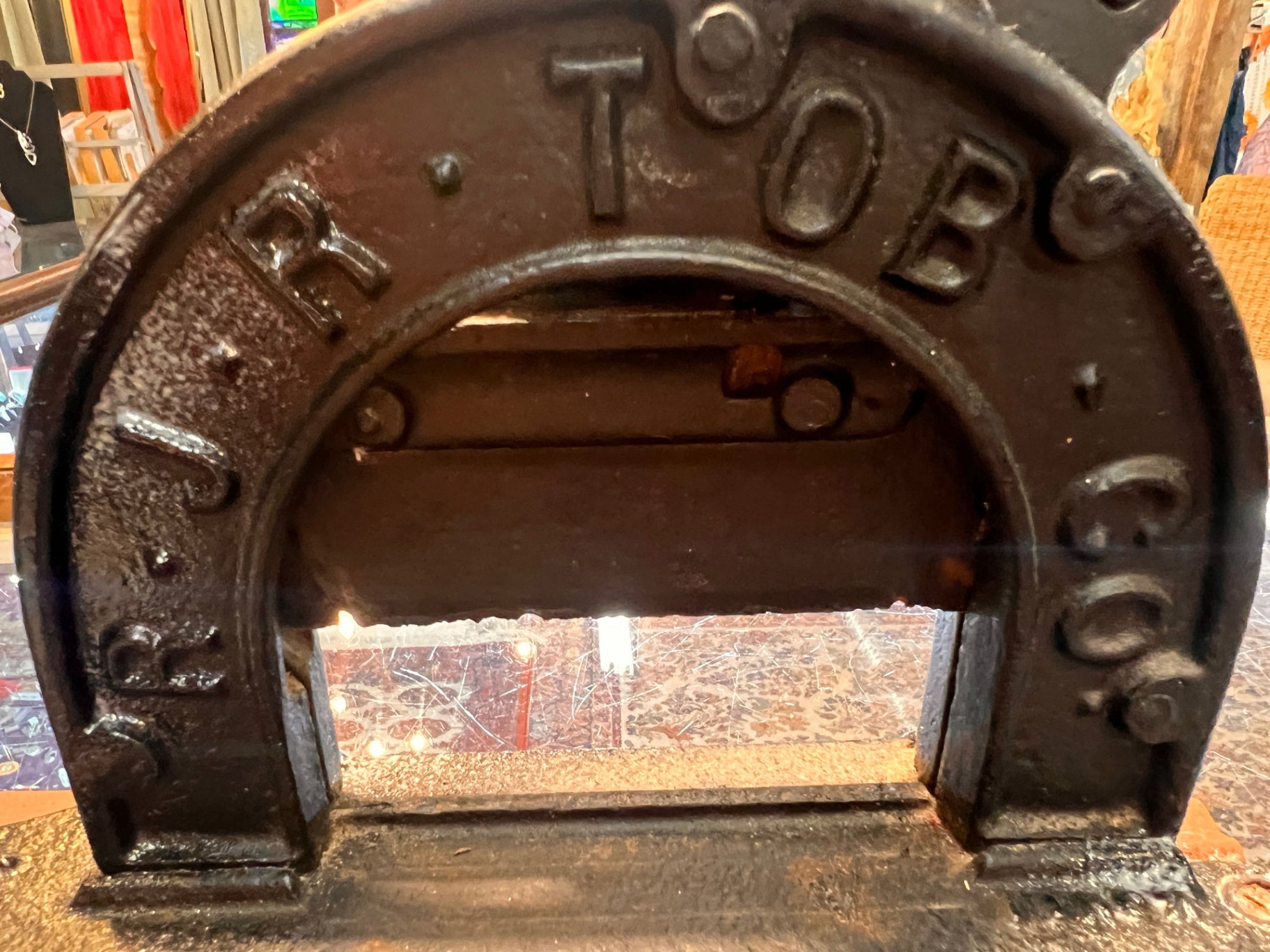 Antique Brown’s Mule Tobacco Cutter – R.J.R. TOB. CO. – Cast Iron Model 3019 w/ 3017 Part – Original Board – 1" & 2" Marks