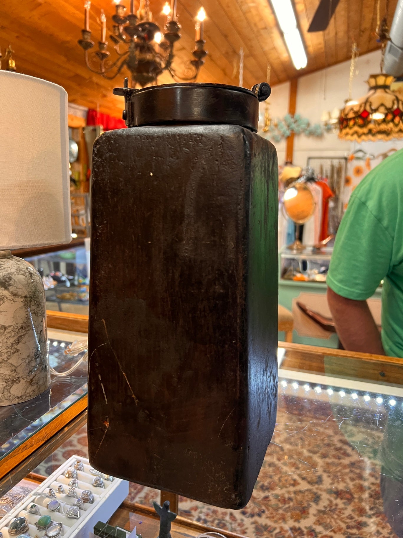 Dark Brown/Black Wood Large Canister