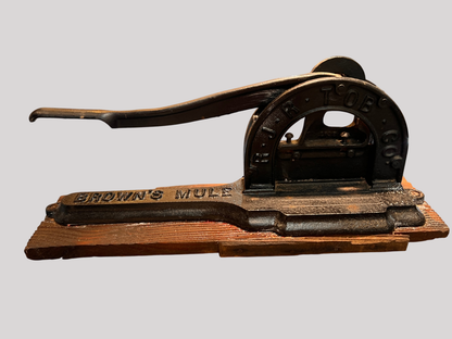 Antique Brown’s Mule Tobacco Cutter – R.J.R. TOB. CO. – Cast Iron Model 3019 w/ 3017 Part – Original Board – 1" & 2" Marks